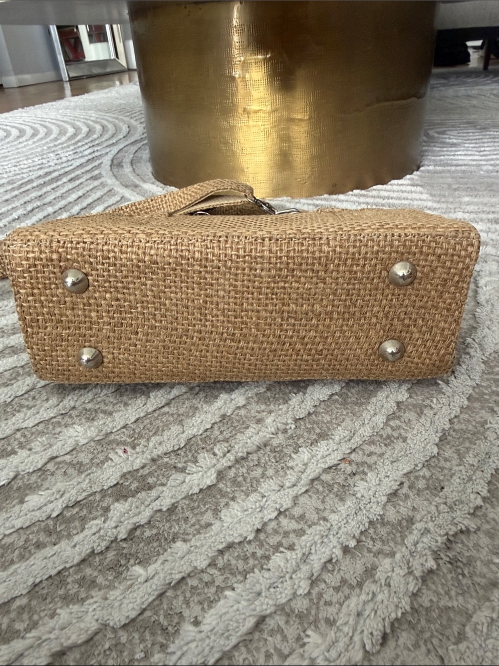 Structured Woven Mini Handbag in Tan - Picture 3 of 7